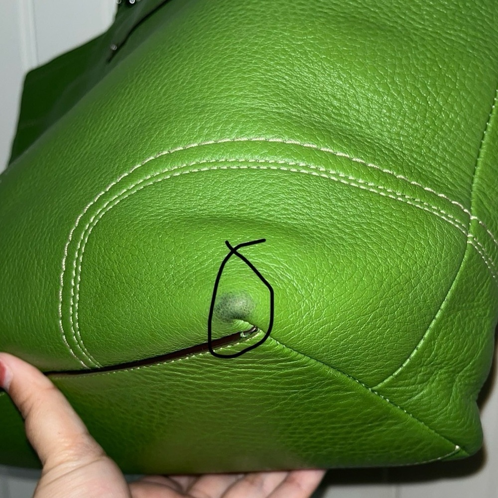 Coach Lime Green Leather Hamilton Shoulder Bag Interior Dark Blue F13083 - Picture 7 of 16